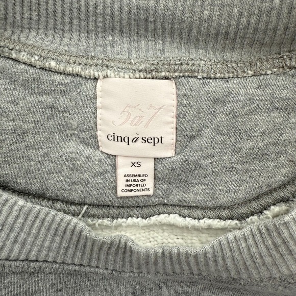 Cinq à Sept Blaise Bonne Nuit Paris Sweatshirt Grey‎ XS Women's Cotton Raw Hem - Picture 7 of 10